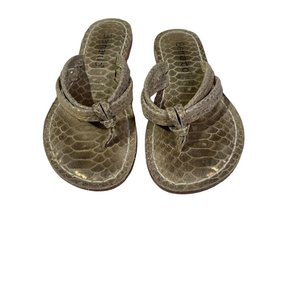 Bernardo Gold Snake Print Leather Sandals Size 7 - Picture 1 of 7